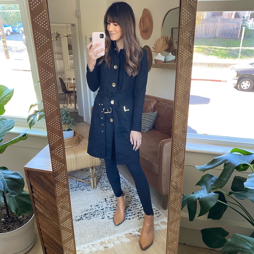 FINAL SALE! Michael Kors Black Trench Coat with Gold Hardware jacket